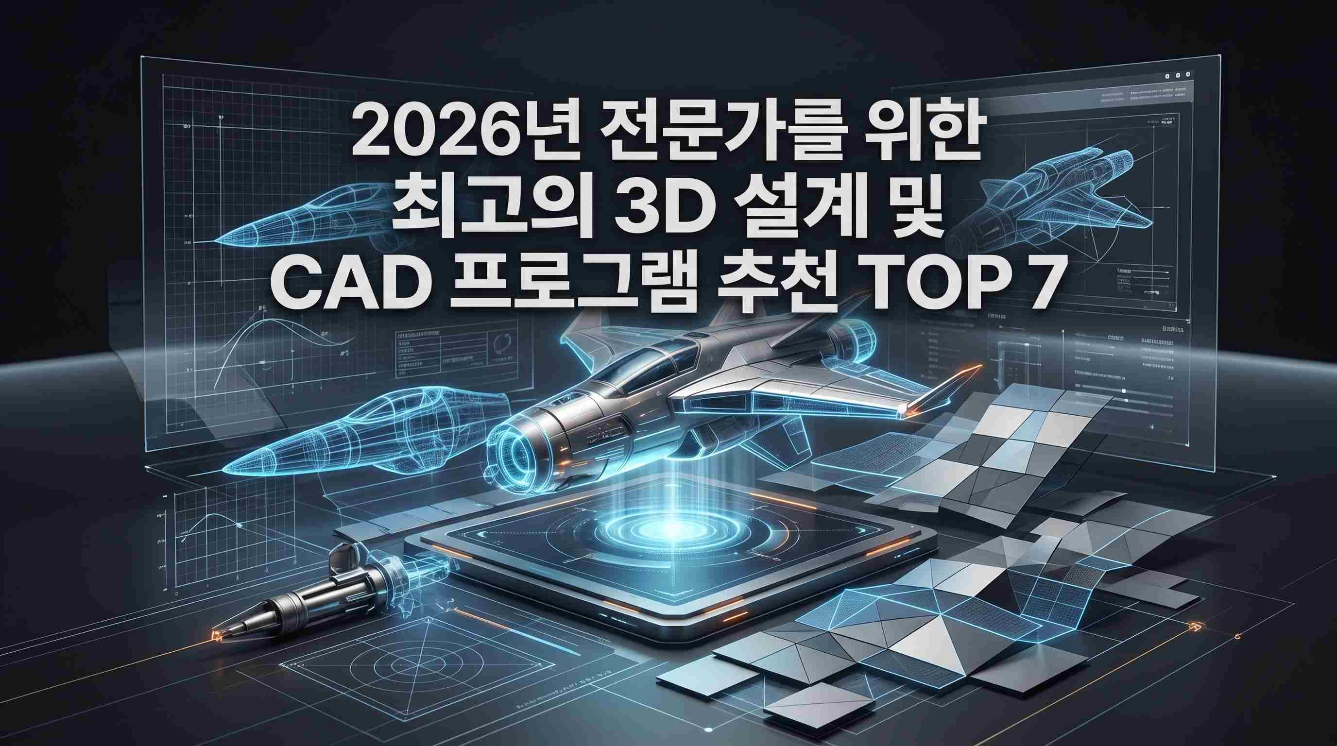2026년 전문가를 위한 3D 설계 및 CAD 프로그램 TOP 7 분야별 추천 인포그래픽